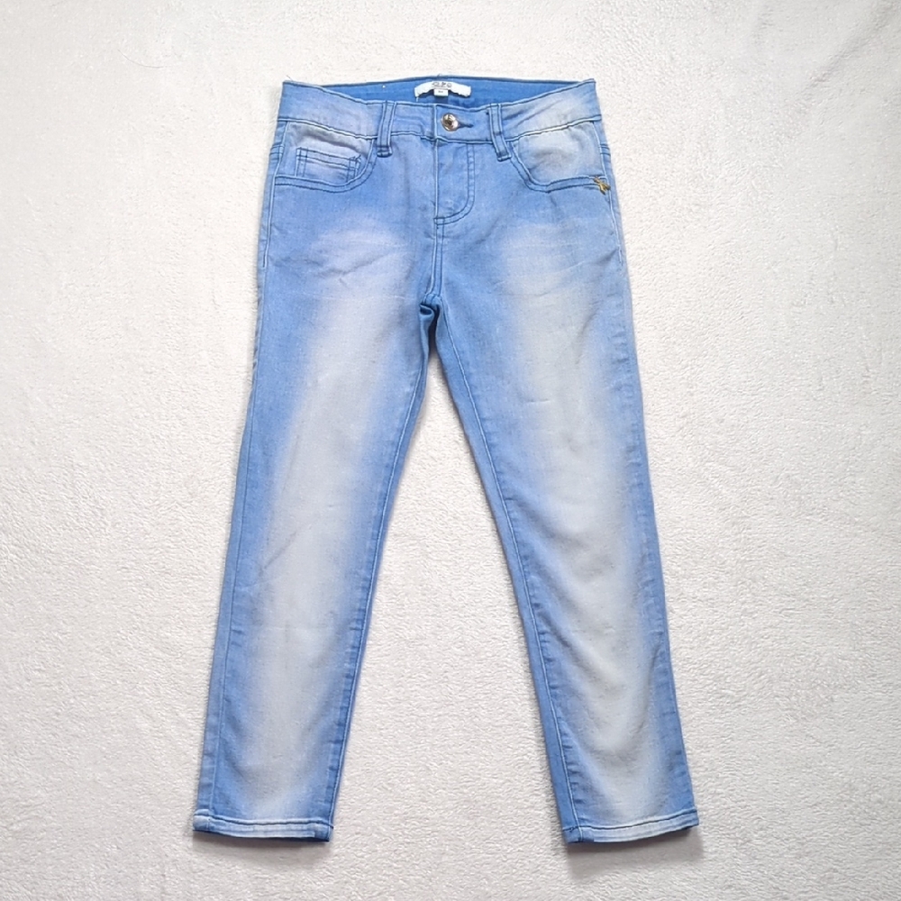 Patrizia Pepe Girls Light Wash Skinny Jeans Size M (Fits 7/8) - Star Detail